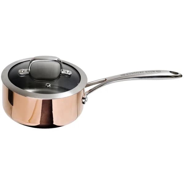 Ronneby Bruk kopparkastrull med glaslock, 16cm (1 liter)