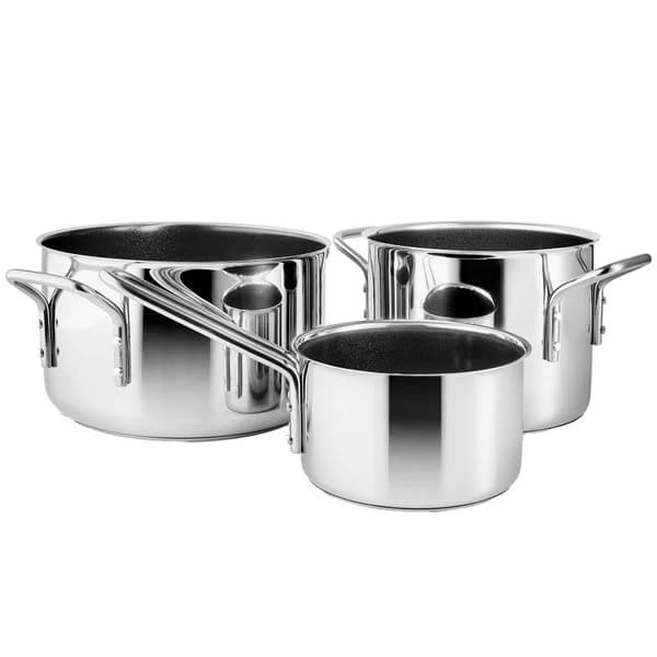 Eva Trio kastrull- & grytset med keramisk Slip-Let® i rostfritt stål, 3 delar