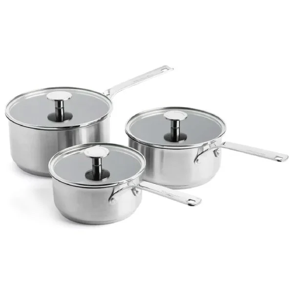 KitchenAid kastrullset i rostfritt stål + lock, 6 delar