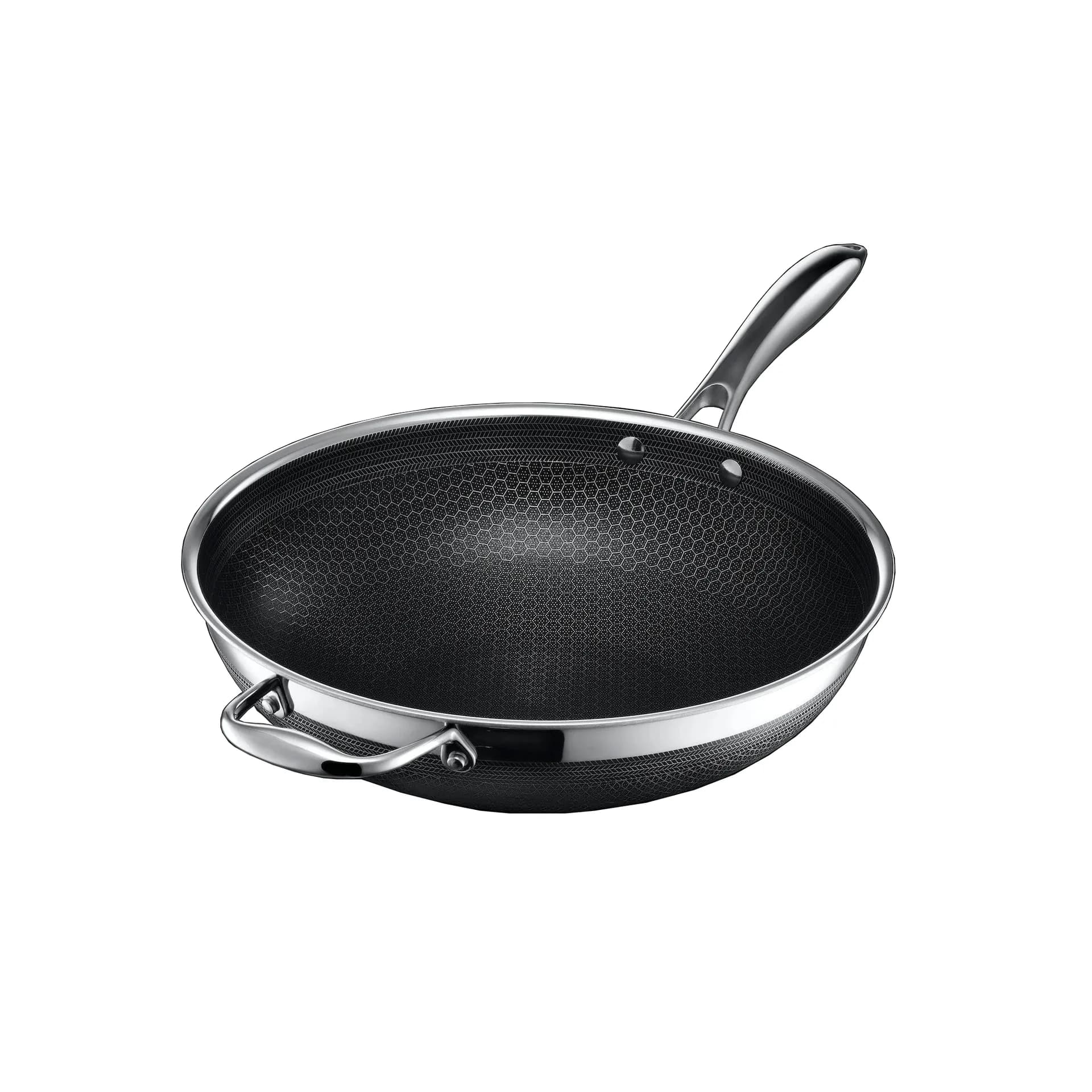 Hexclad wokpanna i rostfritt stål med hybrid "non stick"-beläggning, 30 cm