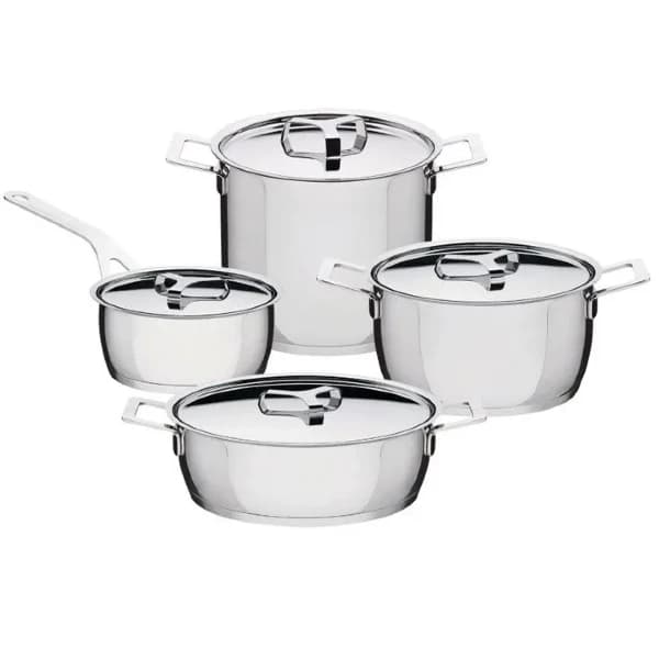 Alessi Pots&Pans grytset i rostfritt stål, 8 delar