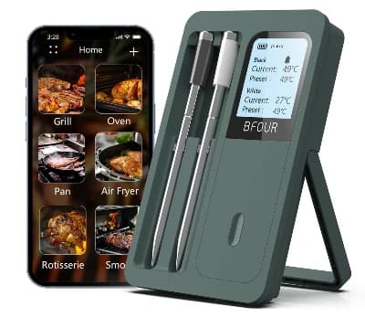 BFOUR - BF-40, Trådlös köttermometer med Bluetooth och 2 sonder