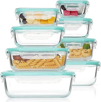 Vtopmart matförvaringsbehållare i glas (8-pack ), lufttäta Bento lådor med läckagesäkra låslock