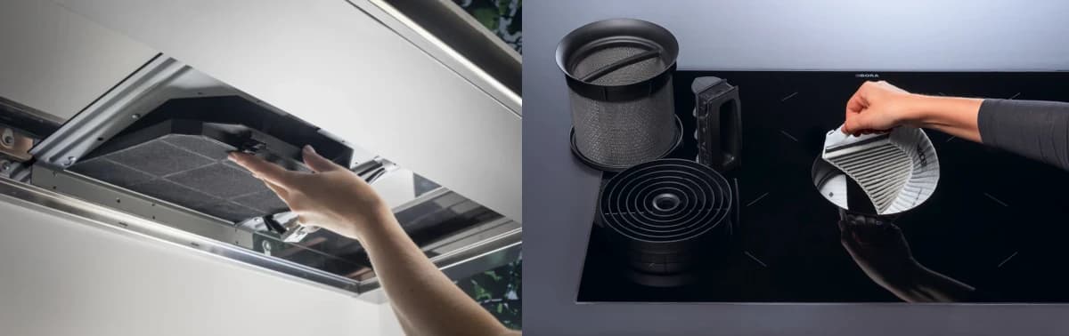 Rengöring och filterbyte i en spishäll med fläkt jämfört med en vanlig köksfläkt